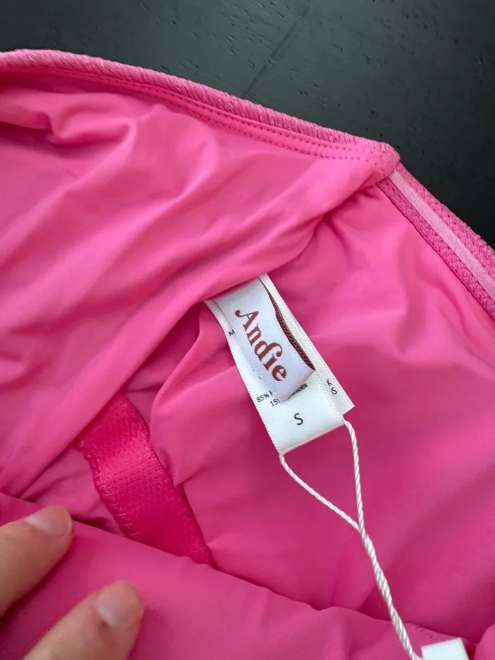 NEW Andie Pana One-Piece Strapless Ruched Pink Sparkly Swimsuit Small Beach